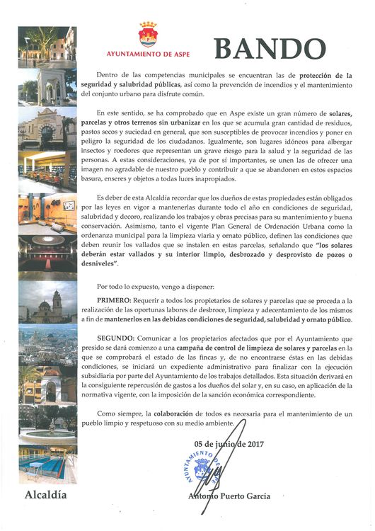 BANDO ALCALDÍA SALUBRIDAD JULIO 2017