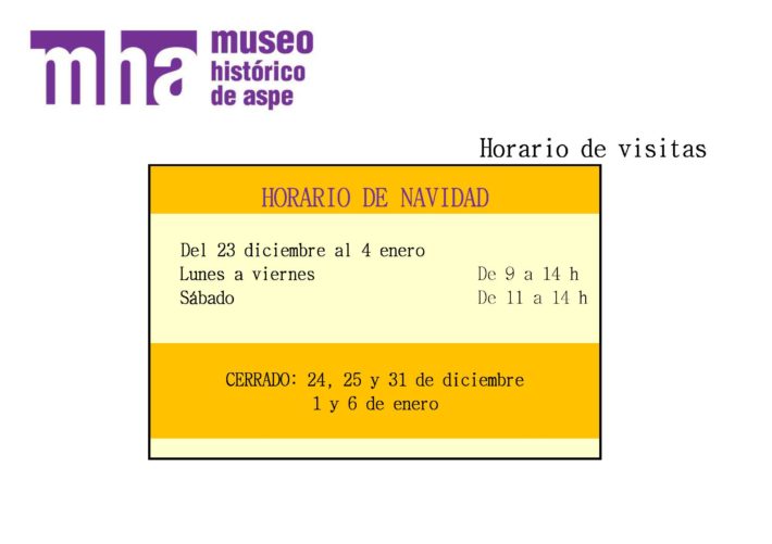 Horario NAVIDAD Museo y Castillo del Aljau 2019