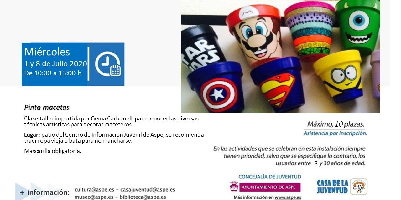 Taller pinta macetas, concejalía Juventud