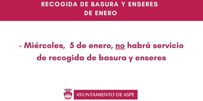 recogida basura enero de Aspe