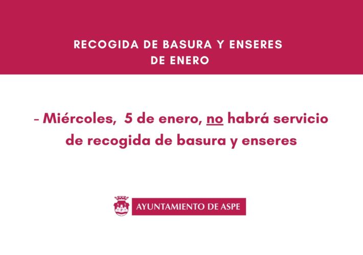 recogida basura enero de Aspe