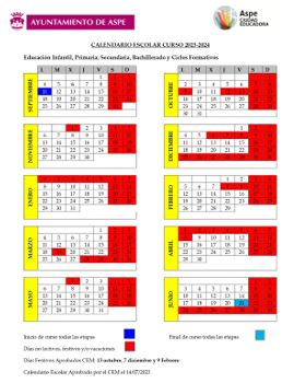 Calendario Escolar Curso 2023 – 2024 – Ayuntamiento de Aspe