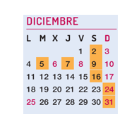 Calendario de basuras diciembre